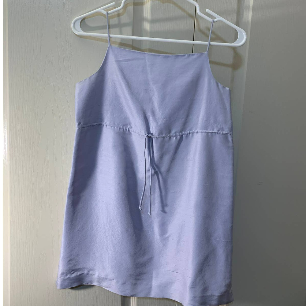 STEPHEN DIGERONIMO Blue Silk Lined Shift Dress Empire Waist Self Tie Womens 2 US